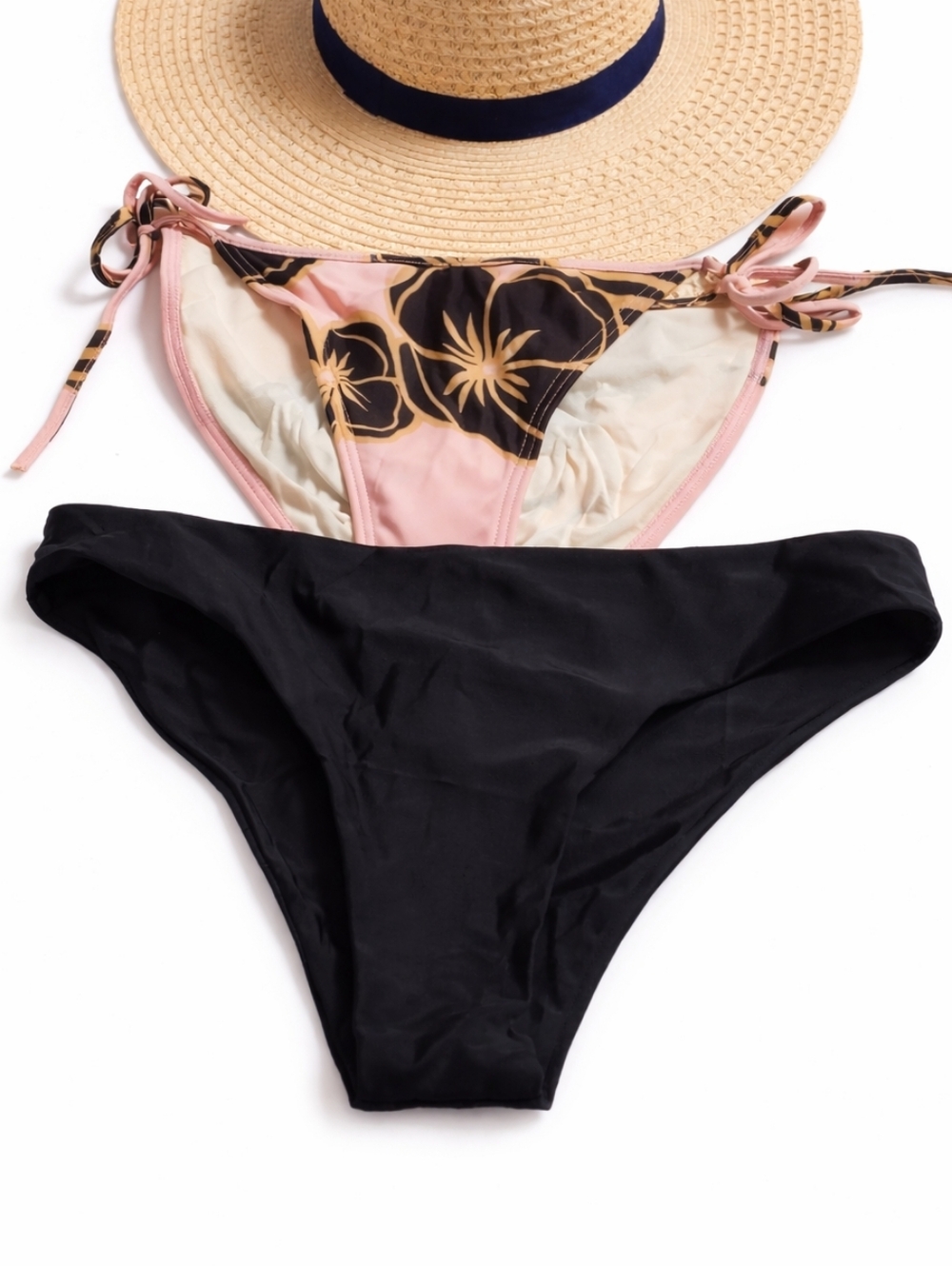 Bundle Bikini Bottoms Black & Pink Floral Size Small